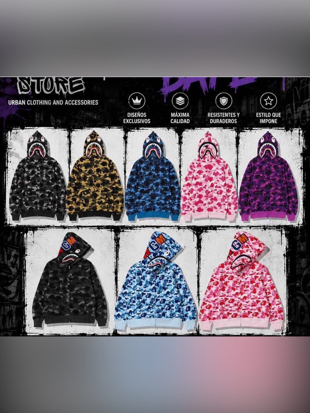 Many A Bathing Ape Red Camo Zip-Up Hoodies with Shark Graphic Bathing Ape Bape